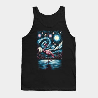 Sunset Stroll Chic Flamingo Tee for Evening Beach Walks Tank Top